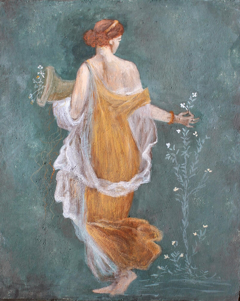 Étude de Flora / Buon fresco sur travertin, 2026 / 22,6 x 27 cm